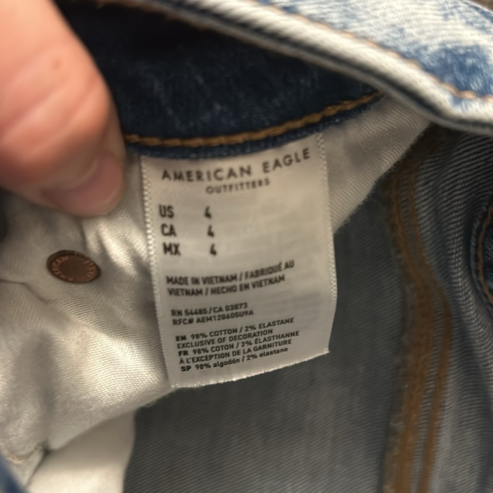 Hi Rise Distressed Jean Mini Skirt American Eagle - Picture 3 of 5